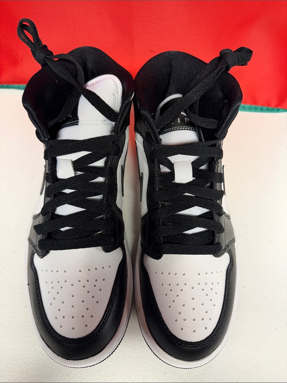 Nike Women’s Air Jordan 1 Mid Black White Sneakers - Picture 2 of 8